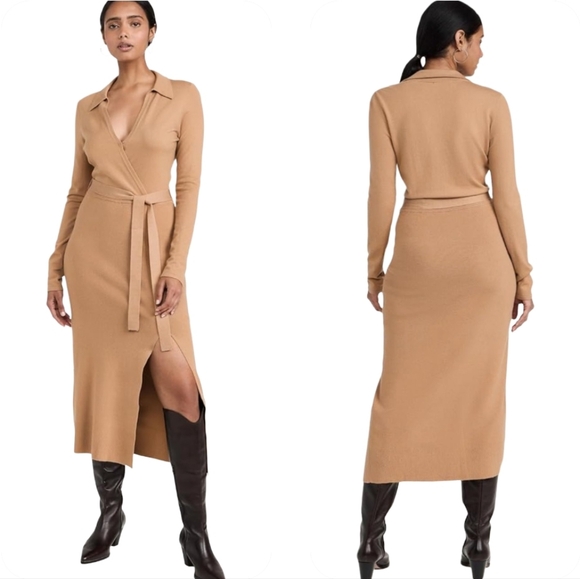 PAIGE Dresses & Skirts - PAIGE Carmen Sweater Dress Size Large Camel Tan